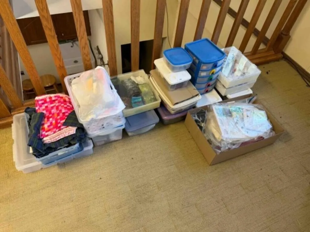 ASSORTED SEWING MATERIALS, CLOTH, ECT