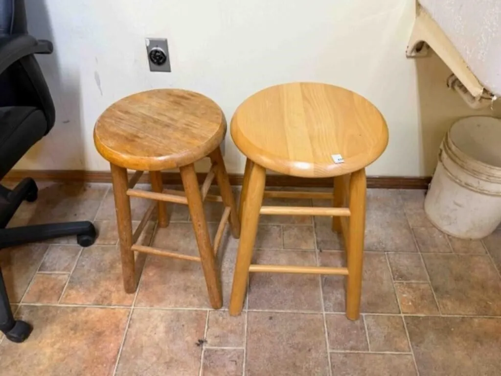 2 - WOOD BAR STOOLS