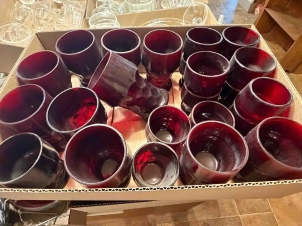 Vintage - 25pc Ruby Red Glassware
