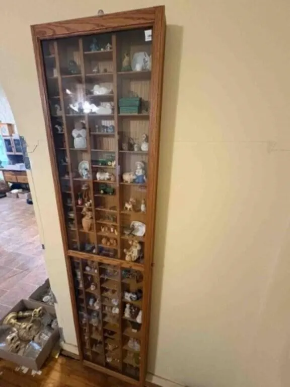 Oak Display Cabinet W/Contents