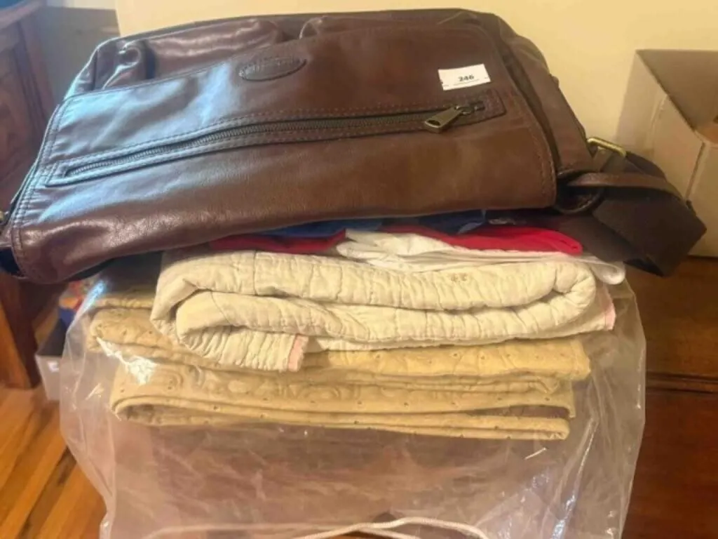 Leather Bag - 2 Small Quilts