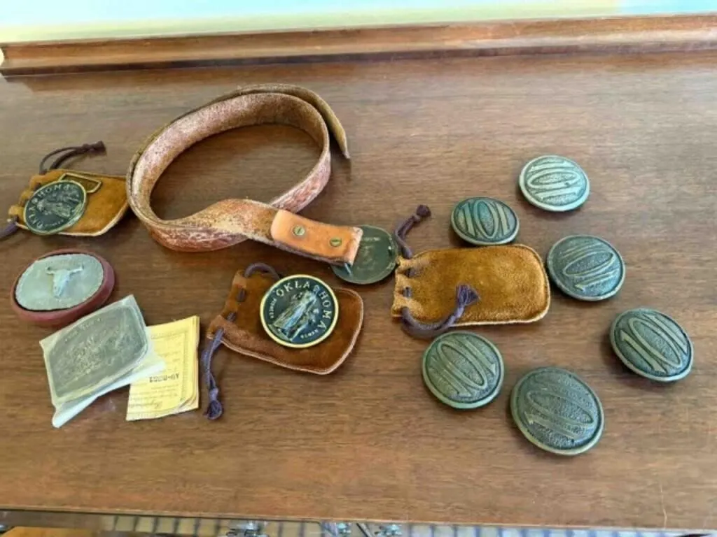 box of 101 Ranch buckels, 1977 & others; Bedroom