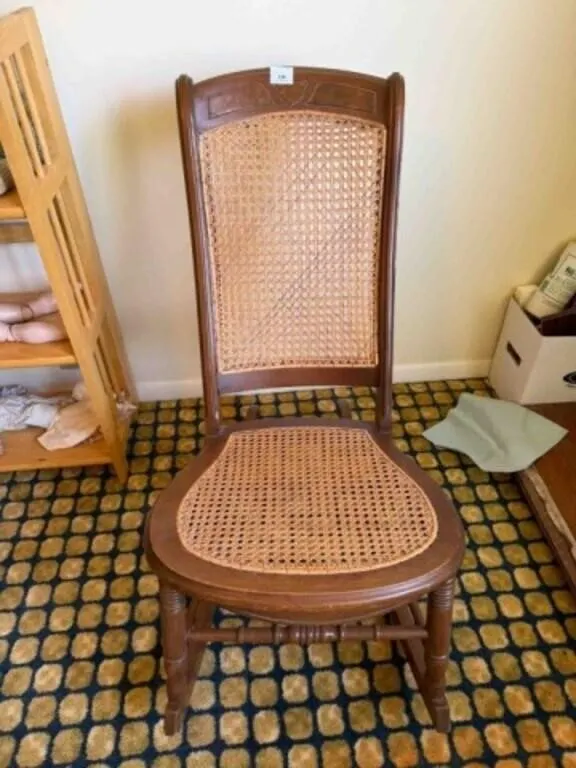 Woven bottom and back rocking chair
