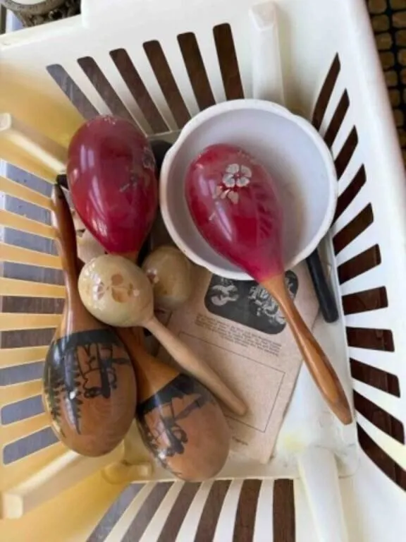 basket with Tamberine, Maracas, etc; Bedroom #2