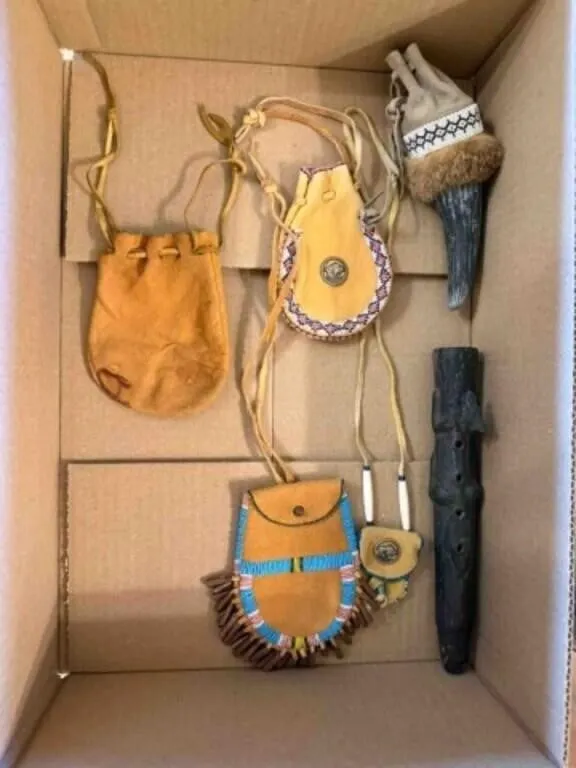 Native American beaded leather medicine pouches