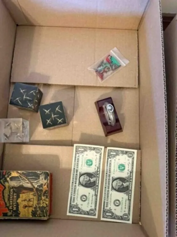 2-1 dollar bills, encased coins, Little Big Book