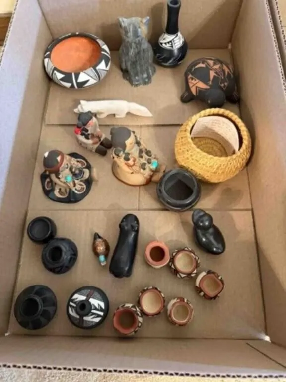 miniture pottery and Native American figurines