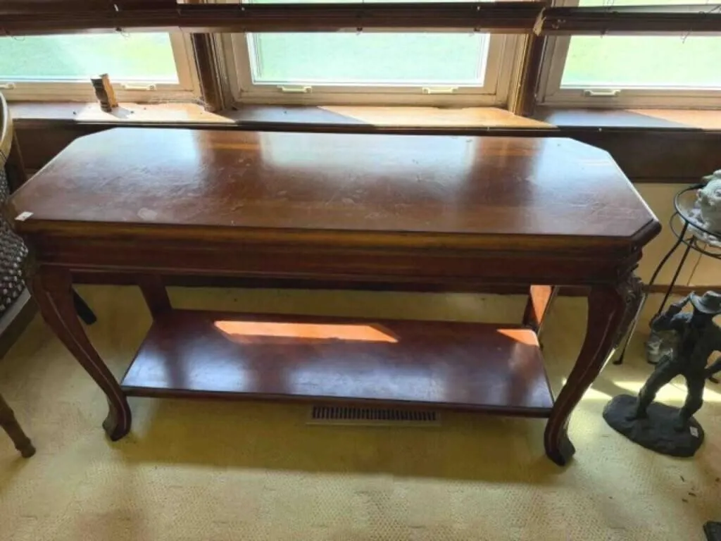 Vintage Mahogany console table curved cabriole leg