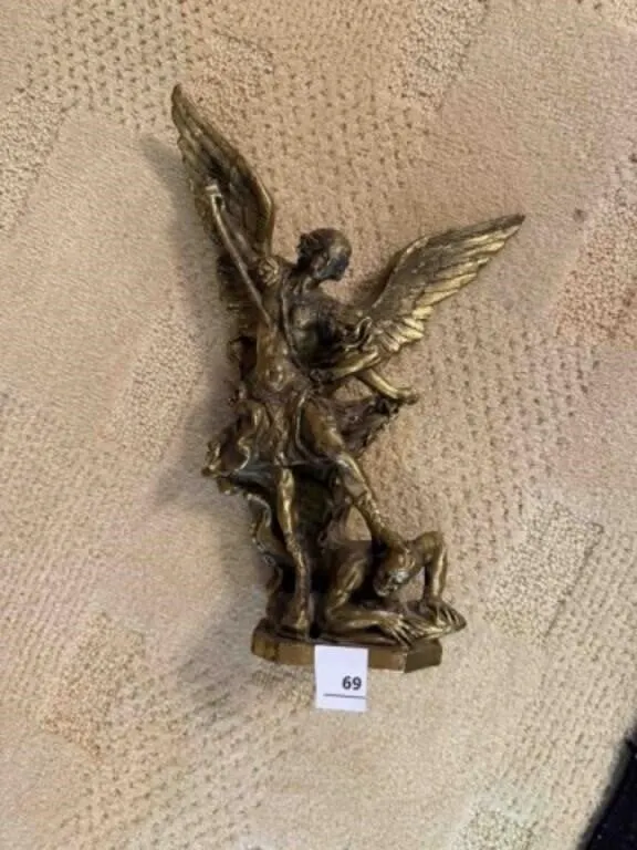 Brass maybe 11.5" tall statue of Saint Michael