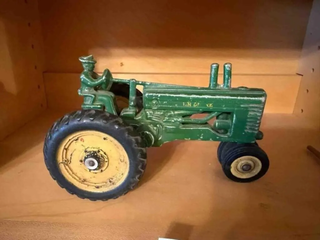 Vintage John Deere row crop cast toy;