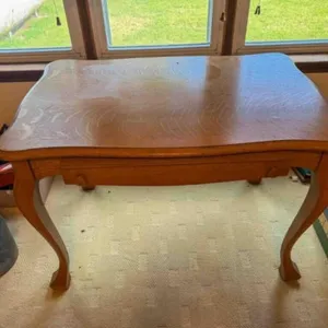 Vintage oak writing desk with pull