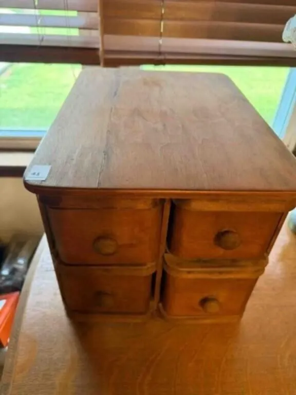 Vintage wood sewing cabinet boxes;