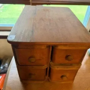 Vintage wood sewing cabinet boxes;