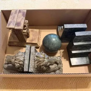 Box of marble & cast iron book ends