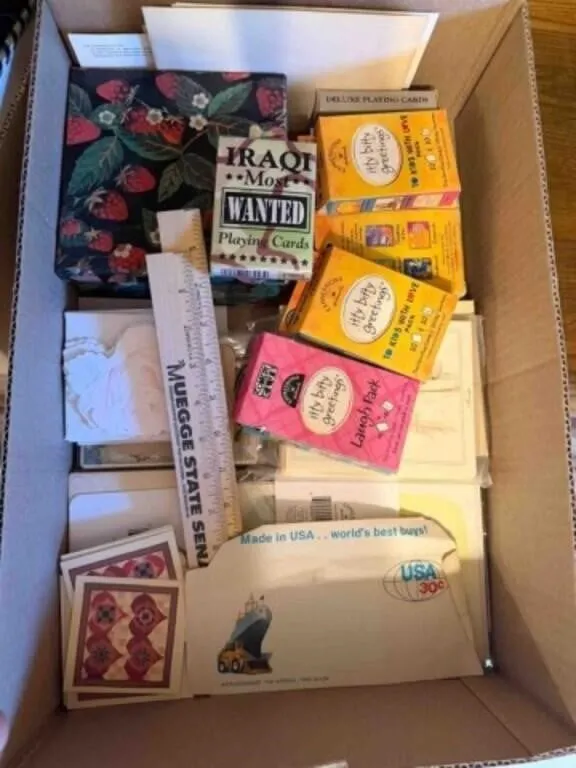 Box of greeting cards, Iraqi most wanted cards