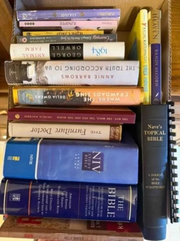 Box of bibles, etc
