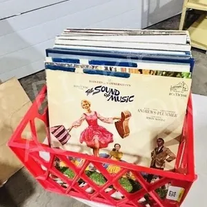 Bin of various  mixed LP's