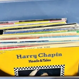 Bin of various  mixed LP's