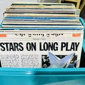 Bin of various  mixed LP's