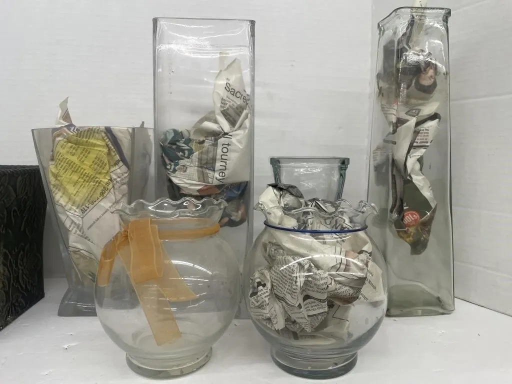 Variety of glass vases.
