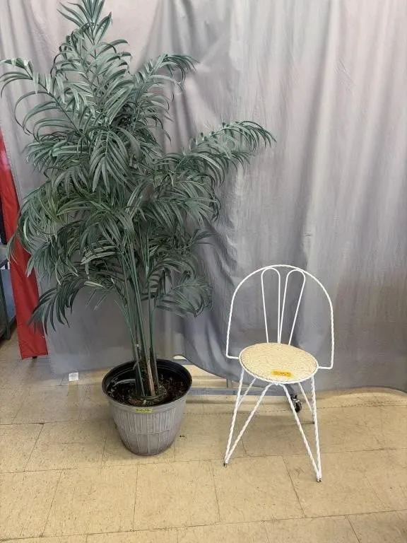 Artificial Plant with Metal Wire Chair