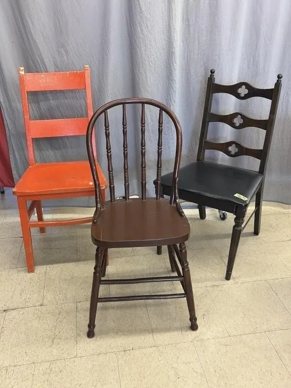 3 Vintage Dining Chairs- Mismatched