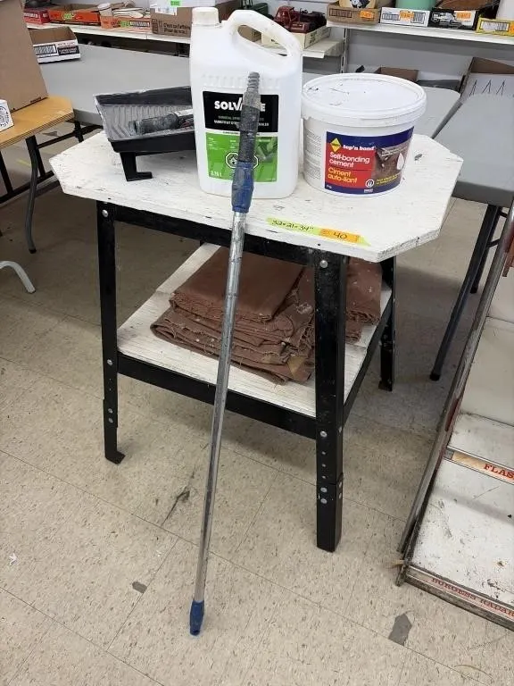 Work Bench with Painting Supplies