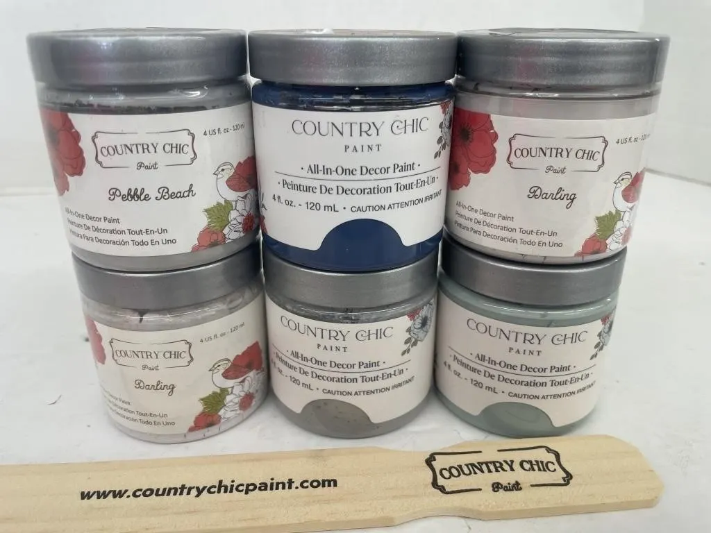 Six sealed 120ml jars of Country Chic all-in-one
