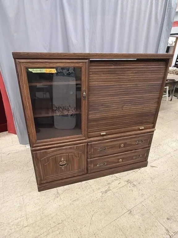 Vintage wooden storage cabinet and media center