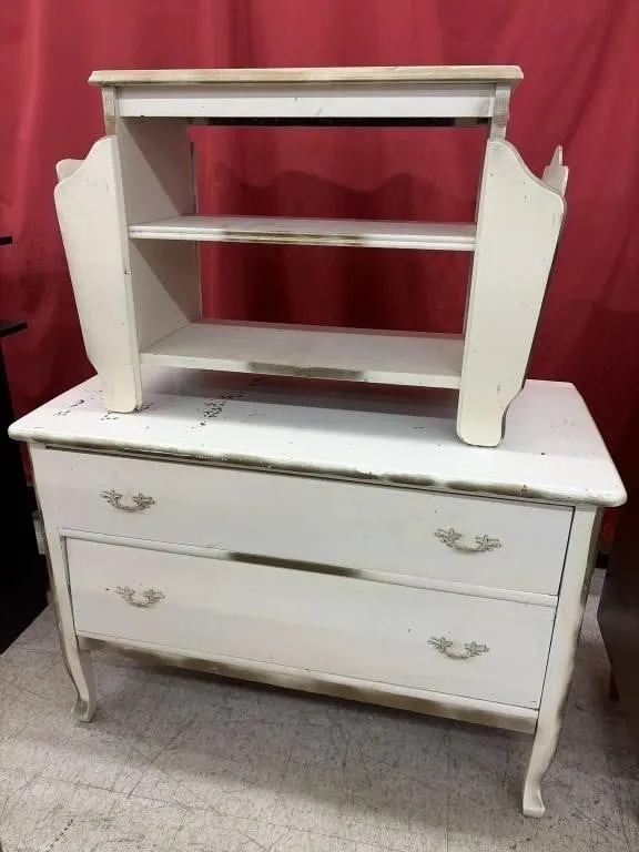Vintage 2 Drawer Dresser with Matching Book Shelf