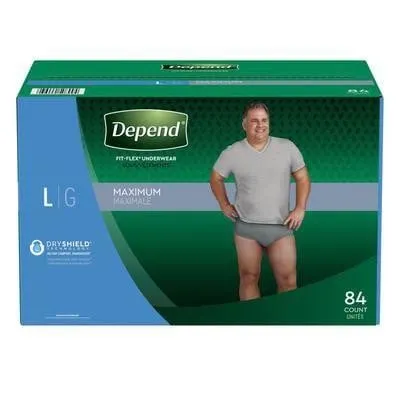 Depend Fit-Flex Mens Incontinence Underwear L 84ct