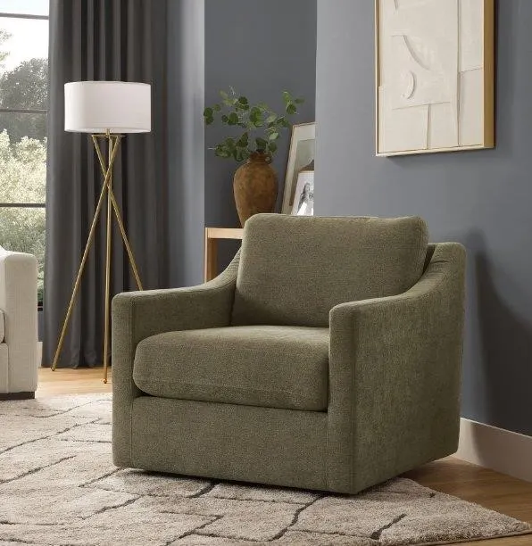 Fabric Swivel Accent Chair Green 33x35.75x33.25in