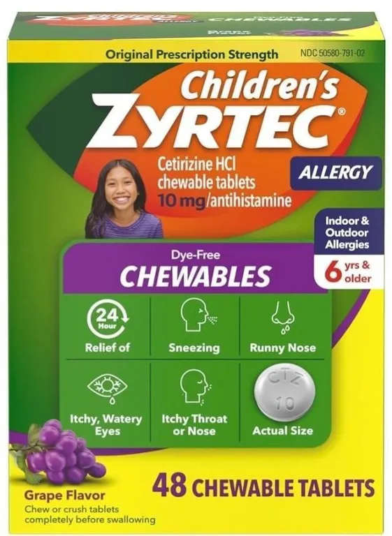Zyrtec Childrens Chewables Dye-Free Grape Flavor