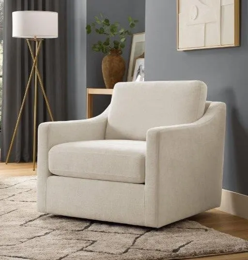 Fabric Swivel Accent Chair Vanilla