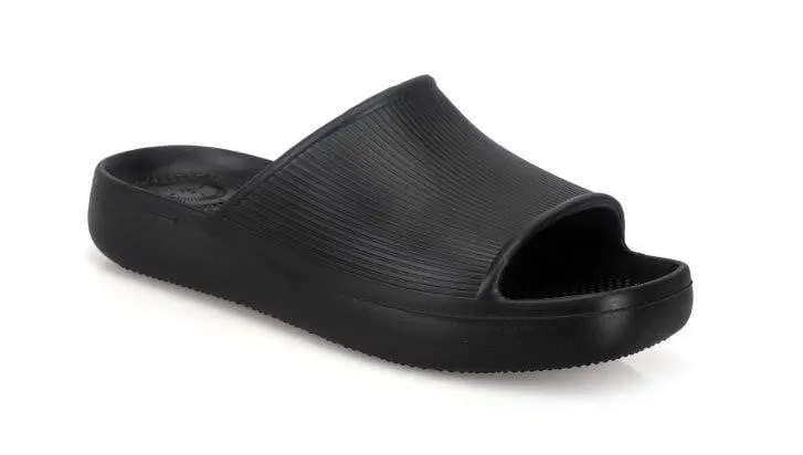 Totes Ribbed Platform Slide Sandals Size 6