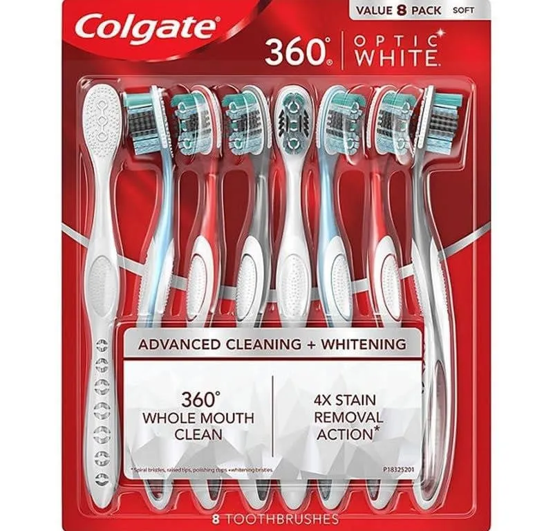 Colgate 360 Optic White Manual Toothbrushes 8pk