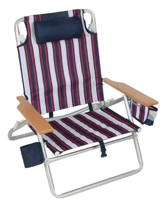 Position Beach Chair With Wooden Armrest