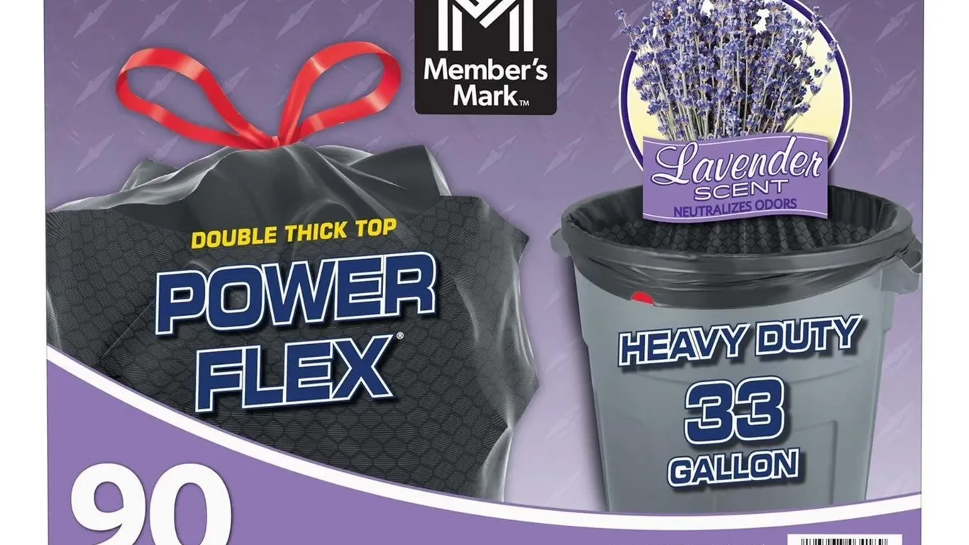 Power Flex 33 Gallon Trash Bags Lavender 90ct