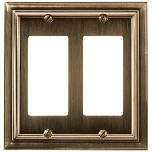 Amerelle Continental Double Rocker Wallplate Brass