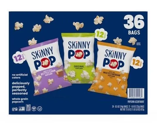 SkinnyPop Variety Popcorn 0.5 oz. 36pk