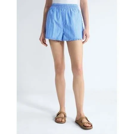 Free Assembly Ruffle Trim Cotton Shorts Blue 4X