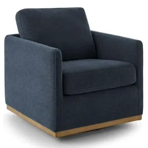 Modern Classic Fabric Swivel Chair Indigo