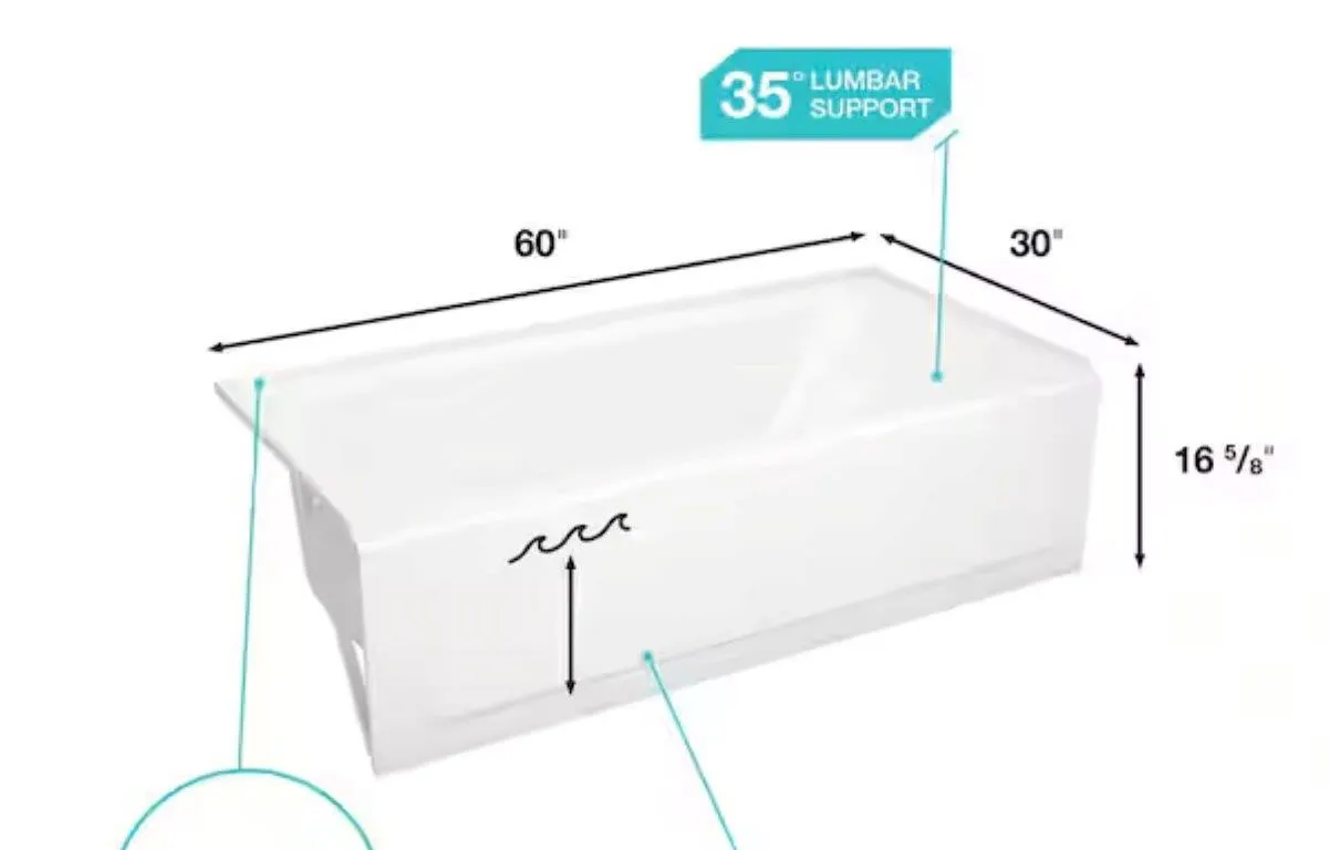 Bootz 011-3341-00 Maui 60x30 in. Soaking Bathtub