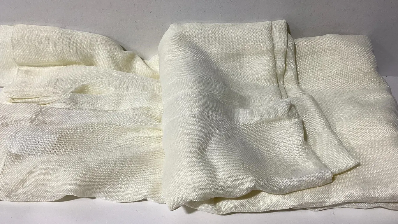Off-White Textured Polyester Curtain Panel New