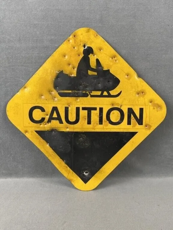 Caution Snowmobile Sign