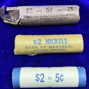 3 Vintage $2 Nickel Rolls - Bank Wrapped