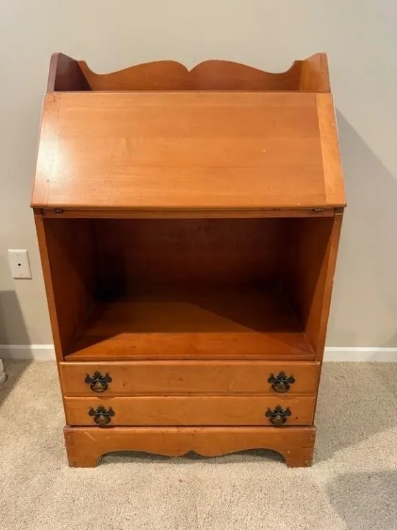 Wooden Secretary Desk with Drop-Front