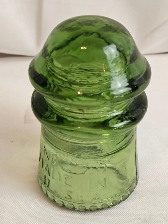 Vintage Brookfield Green Glass Insulator 8in