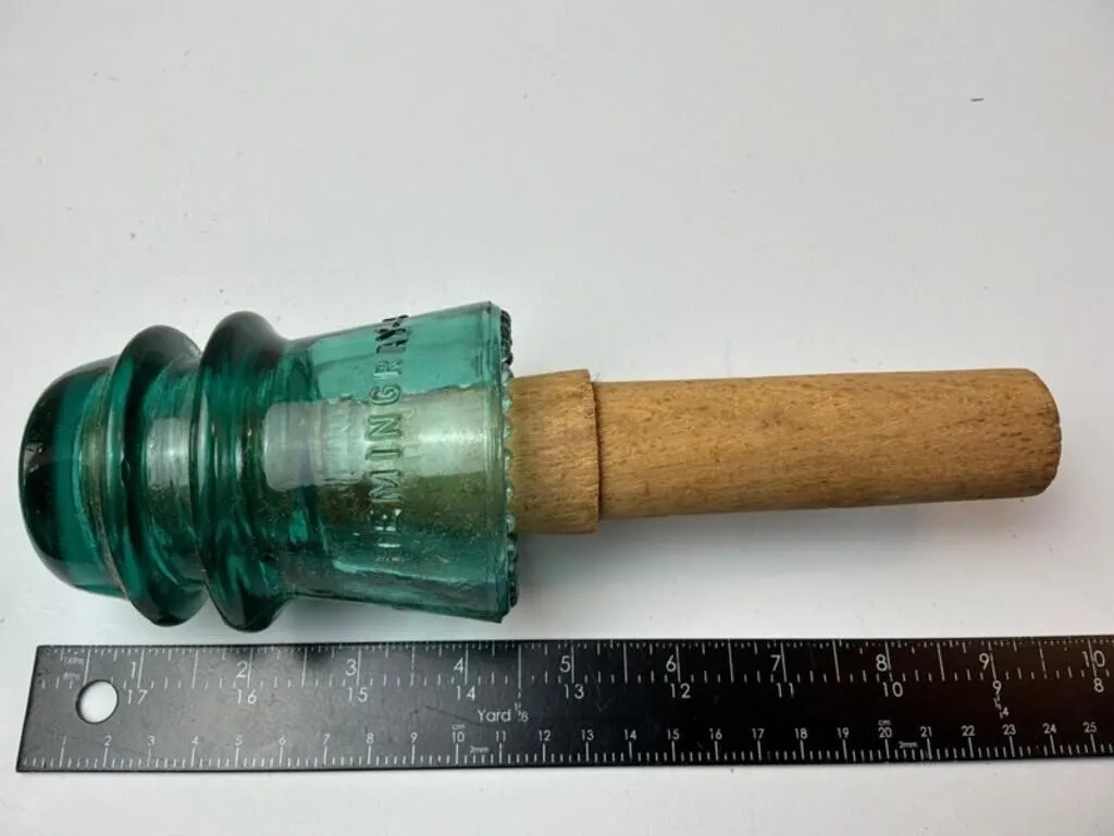 Vintage Hemingray Glass Insulator Wood Handle