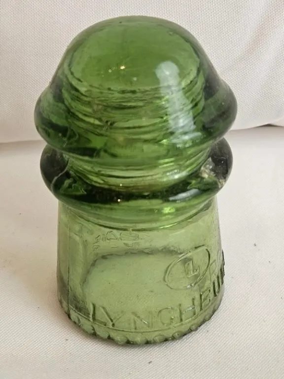 Vintage Green Glass Hemingray Insulator
